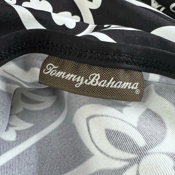 Tommy Bahama Spa Dress Womens M Black White Scroll Halter Cup Cover Up Resort - Picture 13 of 16